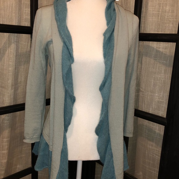 Anthropologie light blue and teal cardigan sweater - Picture 2 of 7